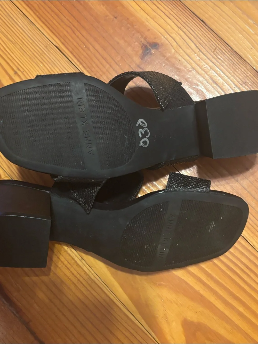Anne Klein Black Double-Strap Slide Sandals